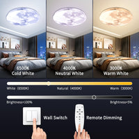 1 x RAW Customer Returns papasbox 36W 29cm moon lamp ceiling moon ceiling lamp children s room LED wall lamp Ceiling light 3000-6500K dimmable with remote control IP40 waterproof wall lamps for kitchen lamp bedroom - RRP €30.99