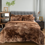 1 x RAW Customer Returns Michorinee Plush Bed Linen 135x200 Winter Fluffy Warm Duvet Cover Fleece Fluffy Long Hair Faux Fur Tie Dye Printed Taupe Plush Bedding Set with Zipper - 135 x 200 cm 80 x 80 cm - RRP €40.33