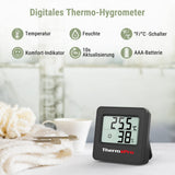 1 x RAW Customer Returns ThermoPro TP157 Digital Home Thermometer - Accurate and Compact, Humidity Meter with Comfort Indicator, Black - RRP €9.68