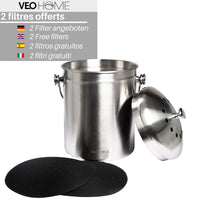 1 x RAW Customer Returns VeoHome Compost Bin Kitchen Compost Bin with Activated Carbon Filter 5L - Stainless Steel, 100 Airtight to Eliminate Odor from Organic Food Waste at Home - RRP €30.0