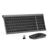 1 x RAW Customer Returns seenda Keyboard Mouse Set Wireless, Rechargeable Aluminum Keyboard with Compact Design, Ultra Thin and Quiet Wireless Keyboard with Mouse for PC Laptop Smart TV, 1200 DPI, QWERTZ Layout, Gray - RRP €41.34