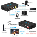 1 x RAW Customer Returns HDMI Audio Extractor 4K 60Hz YUV4 2 0 HDMI Optical Audio Splitter to Optical and Coaxial L R with 3.5mm Stereo Support HDCP D-olby DTS 5.1 PCM EDID Management for HDTV PS4 Blu-ray Amplifier - RRP €27.22