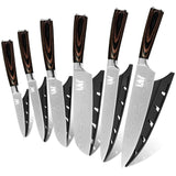 4 x Brand New XYJ Cutlery Chef s Knife Set Vegetable Meat Cleaver Etched Pattern Stainless Steel Kitchen Knife with Edge Protector - RRP €81.6