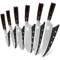 1 x Brand New XYJ Cutlery Chef s Knife Set Vegetable Meat Cleaver Etched Pattern Stainless Steel Kitchen Knife with Edge Protector - RRP €20.4