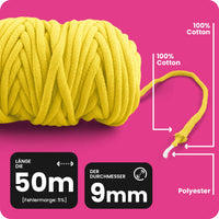 1 x RAW Customer Returns Netuno 1x Macrame yarn light beige 9 mm 50 m cotton cord with polyester core cord made of cotton cord tape natural cord cotton yarn for macrame yarn thick cord macrame colored cotton cord - RRP €19.18