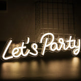 1 x RAW Customer Returns SIGNSHIP Let s Party Neon Sign Warm White LED Neon Light, USB Powered Party Neon Sign, Decorative Wall Lights for Birthday, Wedding, Graduation, Bar, Decoration - RRP €37.59