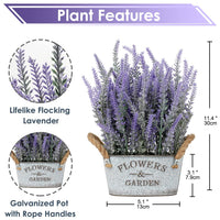 1 x RAW Customer Returns Artificial Lavender Flowers Artificial Plants Artificial Flowers Flocked Plastic Lavender in Galvanized Metal Pot Indoor Outdoor Home Kitchen Office Table Decoration Decor - RRP €20.16