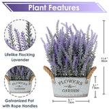 1 x RAW Customer Returns Artificial Lavender Flowers Artificial Plants Artificial Flowers Flocked Plastic Lavender in Galvanized Metal Pot Indoor Outdoor Home Kitchen Office Table Decoration Decor - RRP €31.17