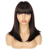 1 x RAW Customer Returns PORSMEER Wig Shoulder Length Straight Straight Wig Bob Orange Medium Length with Bangs for Women Girls Natural Synthetic Hair for Carnival Fancy Dress Halloween Costume Party, 40cm - RRP €19.67