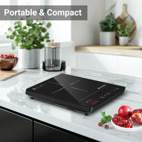 1 x RAW Customer Returns Aobosi induction hob 1 plate, induction hob with booster function, 20 power levels and temperature levels, compact size, 2000W portable induction hob, 10H timer, black - RRP €49.18