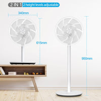 1 x RAW Customer Returns DC Motor Pedestal Fan-2024 Fan Quiet 12.8dB with Remote Control Height Adjustable Mobile Fan Table Fan Turbo Air Circulator Room Fan 8 Speeds Energy Saving - RRP €99.99