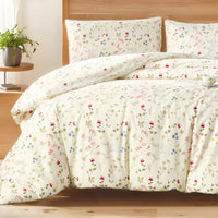 1 x RAW Customer Returns Menkala bed linen 135x200 cotton white with pink leaves flowers aesthetic bed linen set 2 pieces colorful vintage floral plant pattern girls duvet cover with zipper and pillowcase 40x80 cm - RRP €36.29