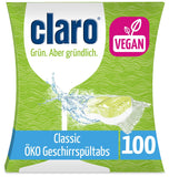 1 x RAW Customer Returns claro Classic Dishwasher Tabs - 100 pieces eco dishwasher tabs - phosphate-free vegan - water-soluble film, unscented - RRP €22.61