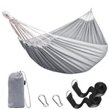 1 x RAW Customer Returns Anyoo Hammock Outdoor Cotton Comfortable Fabric with Tree-Friendly Straps for Hanging, Robust Portable Hammock with Travel Bag for Garden, Indoor, Balcony, Terrace, Camping - RRP €27.53