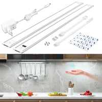 1 x RAW Customer Returns wobsion Under-unit kitchen light LED white with non-contact sensor, LED strip 42 cm x 2 pieces lighting kitchen dimmable 6000 K, ultra thin kitchen light under-unit LED for wardrobe, cupboard lighting - RRP €30.24