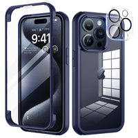 1 x RAW Customer Returns seacosmo for iPhone 15 Pro Case with Built-in Tempered Glass Screen Protector and Camera Protective Film 9H HD , 360 Degree Cell Phone Case Full Body Shockproof iPhone 15 Pro Case - Blue - RRP €19.15