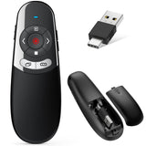 1 x RAW Customer Returns USB C Presenter, Wireless 2.4 GHz Powerpoint Remote Control, Pointer for Presentations via Type C and USB Receiver, Red Presentation Remote Control for Windows 7 8 10 Mac Linux Android PowerPoint - RRP €13.7