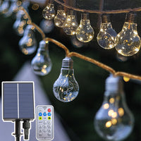 1 x RAW Customer Returns Solar Garland Lights Outdoor, 10.6 Million USB Solar Fairy Lights with Remote Control, 8 Modes 4 Brightness, 20 Shatterproof LED Bulbs, IP65 Patio Lights for Garden Party Festival Decor - RRP €23.18