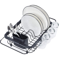 1 x RAW Customer Returns KINGRACK Extendable Dish Rack, Drip Tray for Drying Kitchen Utensils, with Cutlery and Cup Holder - RRP €32.23