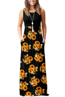 1 x Brand New AUSELILY Women s Summer Sleeveless Loose Maxi Dress Casual Long Dress with Pockets S, Black Sunflowers  - RRP €21.99