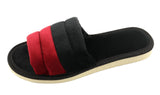 1 x Brand New APREGGIO - Soft Textile Women s Slippers - Open Toe Women s Mules - Summer and Winter Slippers - Soft Sole - Black Red - Ideal for Sensitive Feet - Size 37 EU - RRP €18.16