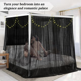 1 x RAW Customer Returns South to East Canopy Bed Curtains with 4 Corner Posts for Adults Mosquito Net for Bed Luxury Bed Curtains for Bedroom Decoration Tear Resistant Polyester - RRP €42.99