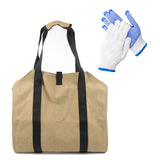 1 x Brand New Canvas Firewood Carrying Bag - Extra Large - with Handles - Fireplace Fireplace, 2 Safety Gloves - RRP €19.2