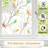 45 x Brand New Gouwgenr window film opaque 44.5 x 200 cm window film self-adhesive colorful window privacy film static adhesive window film motif bird anti-UV film for living room bedroom-9102 - RRP €499.05