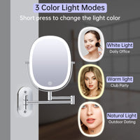 1 x RAW Customer Returns FUNTOUCH Rechargeable Cosmetic Mirror with 1X 7X Magnification LED Lighting, Dimmable Shaving Mirror 3 Colors, Touchscreen Makeup Mirror, 360 Rotatable, Wall Mirror for Bathroom and Hotel - RRP €42.68