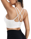 1 x RAW Customer Returns ZAAYO Women s Sports Bra with Padded Seamless Bra Cross Back Design Push up Bra Sports Bra Top Fitness Running Jogging Yoga White M - RRP €23.18