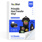 50 x Brand New Lya Vinyl Printable Transfer Film for T-Shirts, 12 Sheets - 8.5 x 11 Printable Transfer Paper for Inkjet Printers - 12 Sheets Iron-On Transfer Film for Dark Colors - RRP €649.5