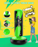 1 x RAW Customer Returns QPAU Punching Bag for Kids, 66 Inch Larger Stable Punching Bag, Inflatable Kids Punching Bag for 6-12 Years Old with Boxing Gloves, Gifts for Boys and Girls to Practice Karate, Taekwondo Green  - RRP €54.99