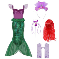 27 x Brand New ZUCOS Princess Mermaid Costume Set Birthday Party Halloween Cosplay Wig and Light Headband Short Sleeve 3-4 Years  - RRP €620.73