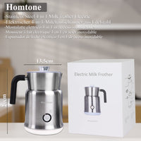 1 x RAW Customer Returns Homtone Stainless Steel Electric Milk Frother, 700ml Automatic Milk Frother, Removable 4 in 1 Milk Container, Dishwasher Safe, Hot and Cold Milk Frothing - RRP €60.0