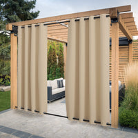 1 x RAW Customer Returns PONY DANCE set of 2 outdoor curtains, wind protection and privacy screen, balcony curtain, outdoor curtain, waterproof curtain, gazebo and patio curtains with eyelets top and bottom , H 243 x W 132 cm, Bisccoti Beige - RRP €51.95