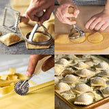 1 x RAW Customer Returns MASTER FENG Ravioli Cutter Former, Dumpling Wheel Former with Wooden Handle and Fluted Edge Pasta Noodle Press Kitchen Attachmen - Set of 4 - RRP €16.42