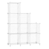 1 x RAW Customer Returns AWTATOS Wire Cube Storage Rack, 9 Cubes, Modular Storage Cube Organizer, Multi-Purpose Iron Wire Shelf, Shelf for Living Room Home, White - RRP €35.59