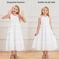 1 x RAW Customer Returns GRACE KARIN Girls Dress 146 Children s White Summer Festive Princess School Enrollment Dresses 152 Communion Dress Cotton Round Neck - RRP €30.99