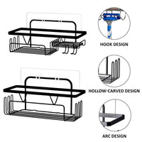 6 x Brand New Homlynn shower caddy without drilling, set of 2 shower caddy without drilling made of stainless steel, self-adhesive for the bathroom and kitchen - shampoo holder, dad room baskets, shower shelf black - RRP €122.4