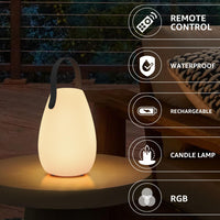 1 x RAW Customer Returns light to hope LED battery outdoor lamp with remote control dimmable table lamp wireless 8 colors warm white IP44 waterproof USB-C camping lamp for outdoors, garden, terrace, dining table, bar 14 x 20 CM - RRP €29.99