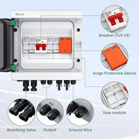 1 x RAW Customer Returns EYPINS surge protection PV DC500V junction box 32A 2 in 1 out junction box with lightning arrester, circuit breaker, IP65 waterproof for PV system, ON OFF grid solar power system - RRP €90.74