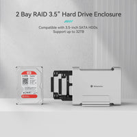 1 x RAW Customer Returns Yottamaster 2 Bay RAID Hard Drive Enclosure, Aluminum USB3.1 Gen2 Type C External SATA Enclosure with RAID 0 1 SPAN for 3.5 Inch Hard Drives, Support up to 32TB DR2RC3-35  - RRP €110.56