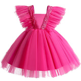 1 x RAW Customer Returns TTYAOVO Girls Pageant Princess Birthday Tutu Dress Size 130 5-6 Years 738 Rose - RRP €25.18