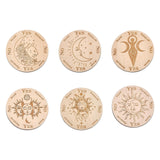 1 x Brand New CHGCRAFT 6 Pcs 6 Styles 4 Inch Tarot Theme Carved Wooden Flat Round Pendants with Sun Triple Moon Goddess Moon Pattern for Cup Mat Yoga Wall Art Hanging Decoration, Burlywood - RRP €19.2