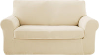 1 x RAW Customer Returns Deconovo 2-Seater Stretch Sofa Cover Protective Cover for Sofas from 145cm to 180cm Beige - RRP €63.49