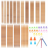 6 x Brand New lahnao Bamboo Knitting Needle Set, 75 Pieces Carbonization Bamboo Knitting Needles, 15 Sizes from 2 mm - 10 mm Double Pointed Knitting Needles with Knitting Accessories for Socks Gloves Hats and Scarves - RRP €60.42