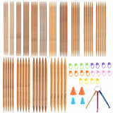 6 x Brand New lahnao Bamboo Knitting Needle Set, 75 Pieces Carbonization Bamboo Knitting Needles, 15 Sizes from 2 mm - 10 mm Double Pointed Knitting Needles with Knitting Accessories for Socks Gloves Hats and Scarves - RRP €60.42