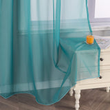 1 x RAW Customer Returns HongYa Pack of 1 Plain Curtain Transparent Voile Scarf Curtain with Ruffle Tape H W 245 145 cm Aqua - RRP €18.47