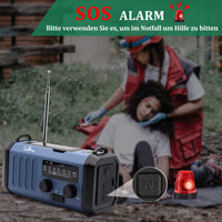 1 x RAW Customer Returns Portable solar radio, dynamo crank emergency radio with 10000mAh power bank for USB connection, battery-operated AM FM radio, 3 modes LED flashlight, loud SOS siren, best outdoor camping survival kit - RRP €32.72