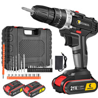 1 x RAW Customer Returns ESSGOO 21V Cordless Screwdriver Set, Cordless Drill Driver with 2x 1500mAh Batteries, 45 Nm Max Cordless Screwdriver, Torque on 25 1 Levels, 2-Speed Drill Driver with 30PCS Accessories for Home and Garden DIY Project - RRP €52.43